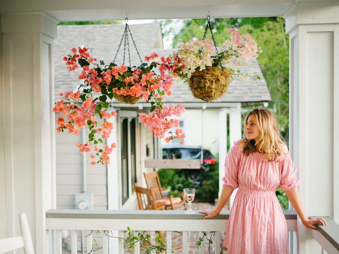 Lucy Cuneo Enjoying Her Bougainvillea Hanging Baskets