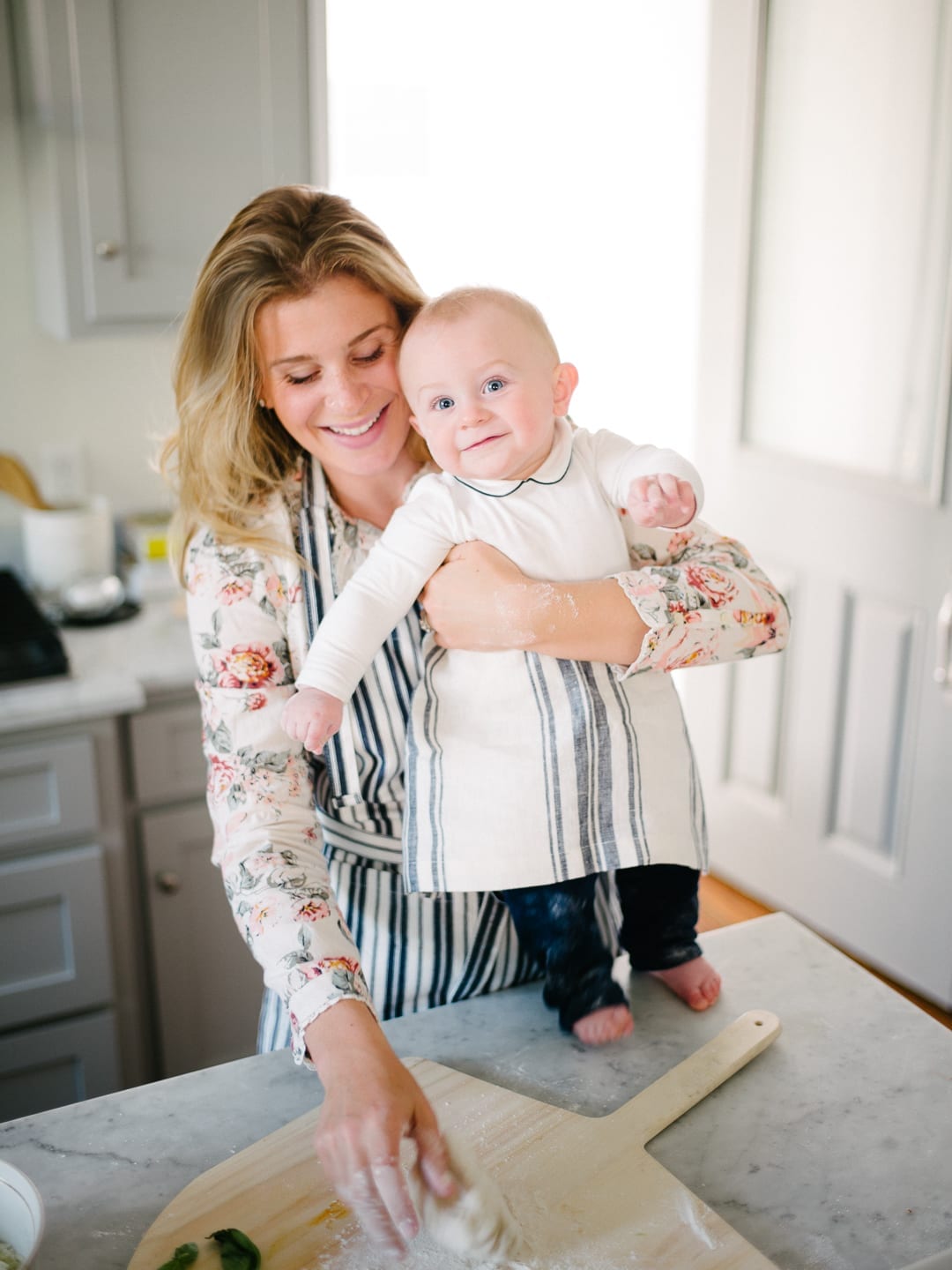 Lucy Cuneo with baby pizza party